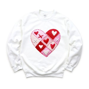 Heart Stitching Patchwork Print - Women's Graphic Sweatshirt - 1 of 4