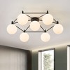 PAKOKULA Farmhouse 7-Light Black Sputnik Hexagon Semi-Flush Mount Ceiling Light with Opal Glass Shades - 2 of 4