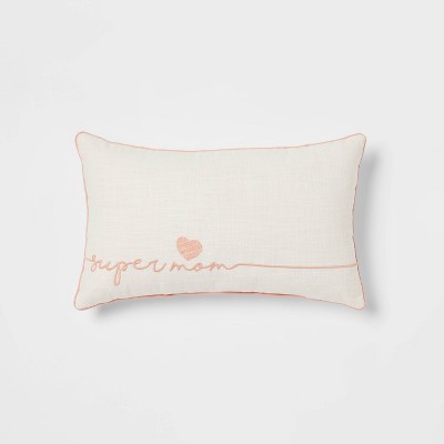 'Super Mom' Lumbar Throw Pillow Cream/Pink