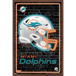 Trends International NFL Miami Dolphins - Neon Helmet 23 Framed Wall Poster Prints - 1 of 4