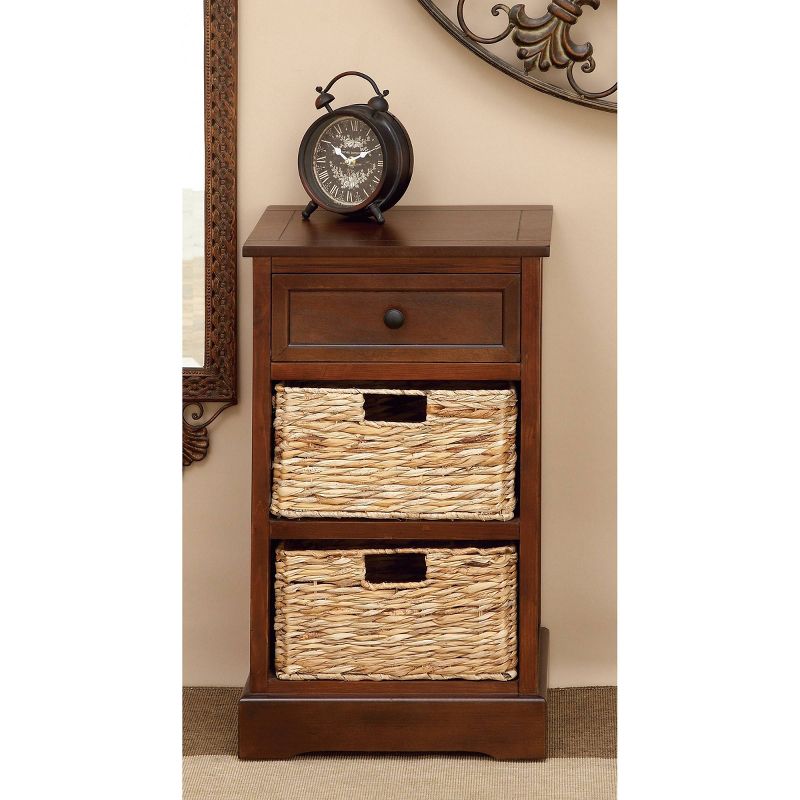 Wooden Side Chest with Wicker Drawers Brown - Olivia &#38; May, 4 of 8