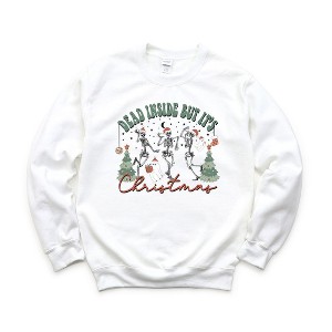 Simply Sage Market Women's Graphic Sweatshirt Dead Inside Christmas Skeletons - 1 of 3