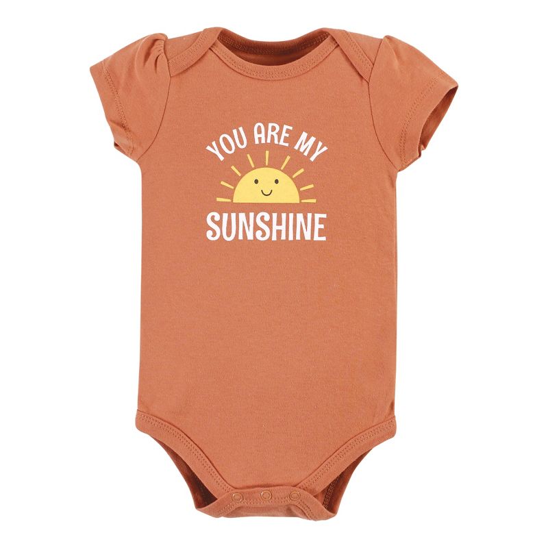Hudson Baby Infant Girl Cotton Bodysuit and Pant Set, Sunshine Rainbows Short-Sleeve, 4 of 6