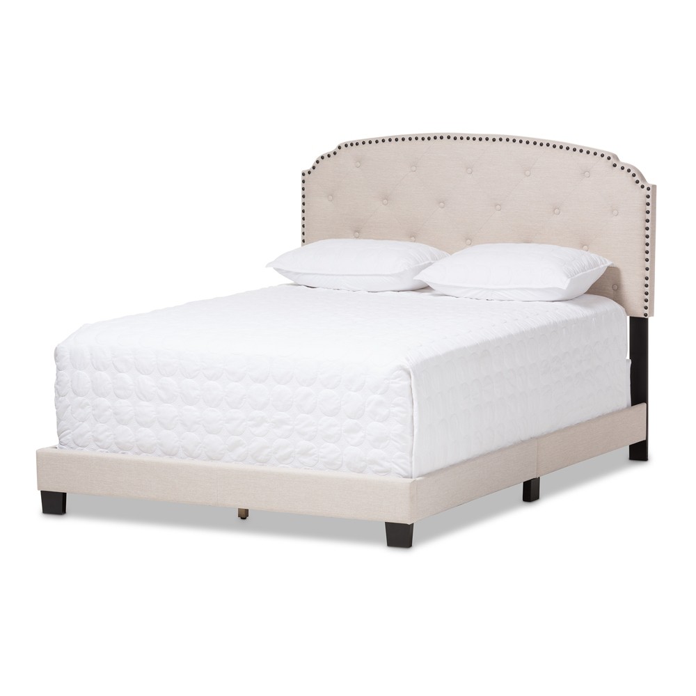 Photos - Bed Frame King Lexi Modern and Contemporary Fabric Upholstered Bed Light Beige - Bax