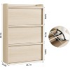 3-Drawer Wooden Shoe Cabinet with Adjustable Shelves, Freestanding Flip Drawer Organizer, Hidden Shoe Storage for Entryway and Hallway - 3 of 4