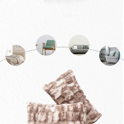 Luxuriously Soft Marble Brown Faux Fur Throw Pillow Set