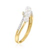 Ross-Simons 3-4mm Cultured Pearl and .10 ct. t.w. Diamond Wave Ring in 14kt Yellow Gold Size 7 - 3 of 4