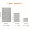 6 Piece Oversized Fade Resistant Towel Set, 100 Cotton, Gray, Soft Absorbent, 2 Bath 54 X 30, 2 Hand 26 X 16, 2 Washcloths 12 X 12 - 4 of 4