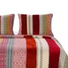 Greenland Home Fashions Marley Cranberry Sham – Vibrant Velvet-Embellished Kantha Quilted Cotton, Reversible with Cloth Ties - 2 of 3