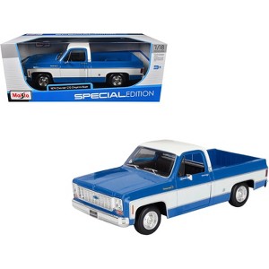 1974 Chevrolet C10 Cheyenne Super Pickup Truck Blue and White "Special Edition" Series 1/18 Diecast Model Car by Maisto - 1 of 4