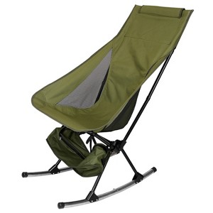 LakeForest "Portable Camping Rocking Chair – High Back, 198LBS Capacity, Breathable Mesh, Includes Carry Bag, Ideal for Patio, Beach & Travel" Green - 1 of 4