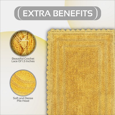 Lilly Yellow Crochet Cotton Tufted Reversible Bath Rug Runner