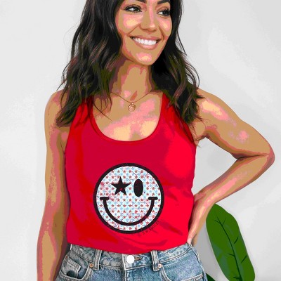 Simply Sage Market S.W.Smiley Patriotic Stars Racerback Tank