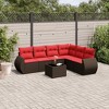 vidaXL 7 Piece Patio Sofa Set with Cushions Brown Poly Rattan - 2 of 4