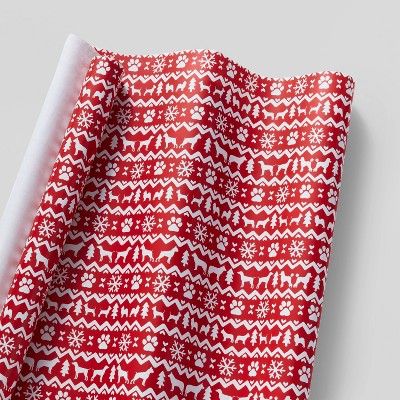 55 sq ft Dog Sweater Gift Wrap Red/White - Wondershop™