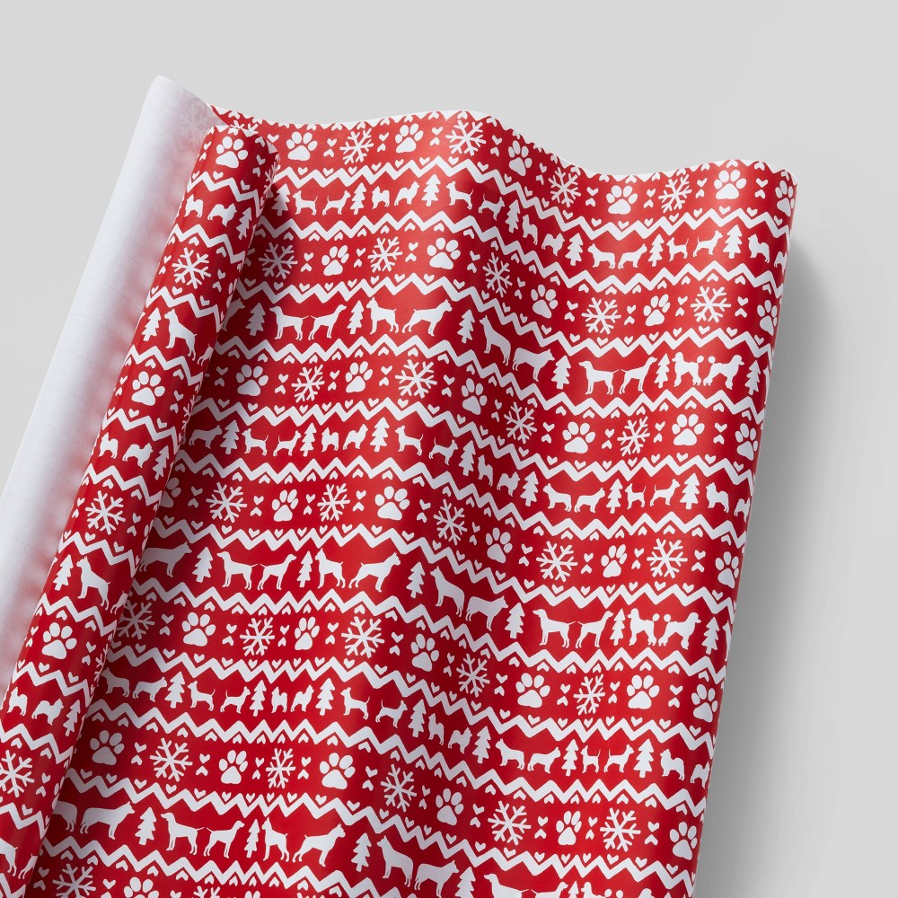 55 sq ft Dog Sweater Gift Wrap Red/White - Wondershop (Assorted Styles See Pics)