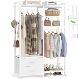 Aheaplus Garment Rack Heavy Duty Clothes Rack Free Standing Closet Organizer with Shelves and 2 hanging Rods - 1 of 4