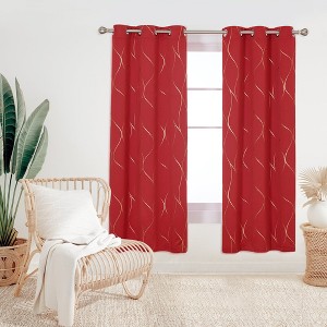 Deconovo Gold Line 52 Width Curtain Panel Pair (2 Panel) - 1 of 4