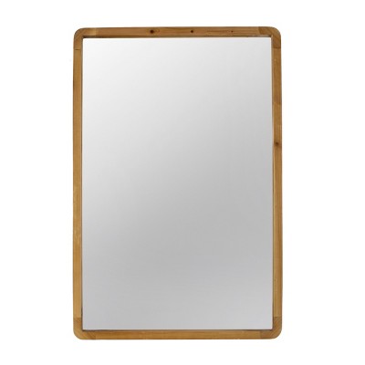 GlasFlength Decorative Wall Mirrors 24"x36" Rectangle Wood Mirror, Farmhouse Wall Decor for Living Room Bedroom Entryway, Brown, 23.6"*2"*35.4"