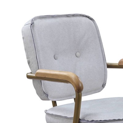 Vintage White Top Grain Leather Swivel Office Chair