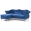 L-Shaped Sectional Sofas Chaise in Velvety MicroSuede with Button Tufting, Chrome Nailhead Trim & Steel Legs - 2 of 4