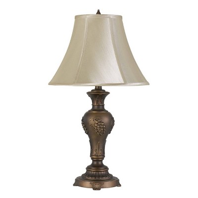 26" Cavan Aluminum Casted Table Lamp with Softback Faux Silk Shade Antique Brass - Cal Lighting