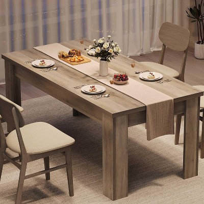 Dining Table for 4-6, Rectangular Large Dining Table with 1.18" Thickened Tabletop, for Kitchen, Dining Room, Rustic Gray