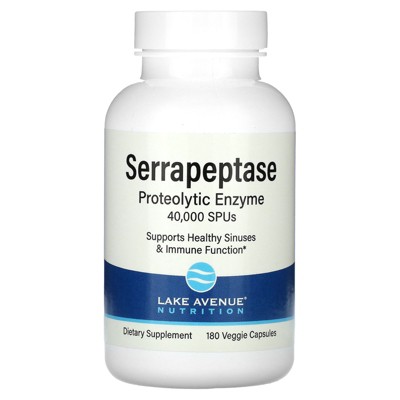 Lake Avenue Nutrition Serrapeptase, Proteolytic Enzyme, 40,000 SPUs, 180 Veggie Capsules