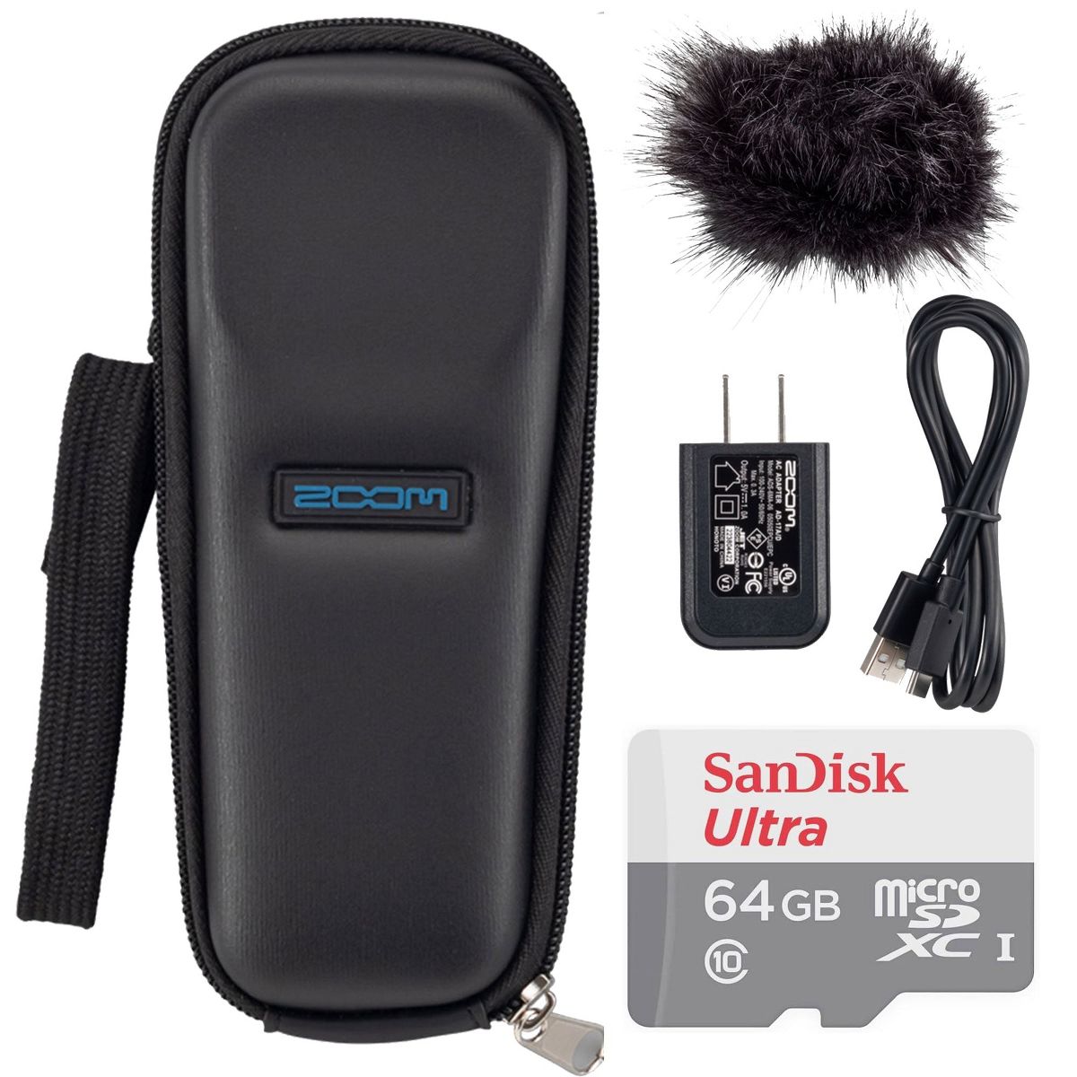 Zoom APH-1e Accessory Pack for H1essential Recorder + SanDisk Ultra 64GB microSDXC UHS-I 100MB/s Memory Card