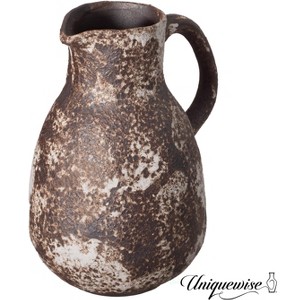 Uniquewise 8" Vintage Ceramic Pitcher Vase Rustic Farmhouse Flower Jug with Handle for Home and Office Decor Living Room Centerpiece - 1 of 4