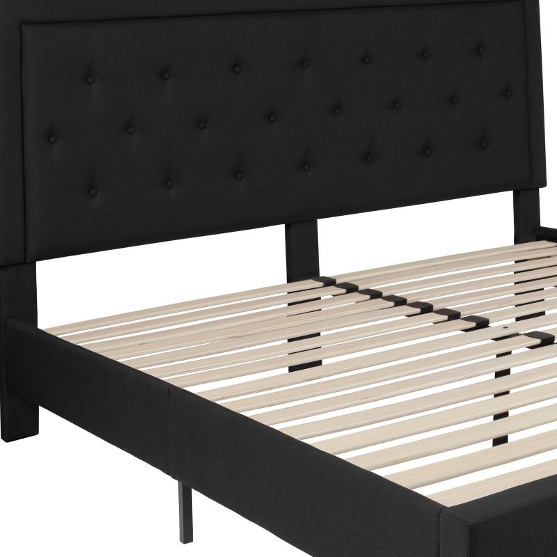 Flash Furniture Roxbury King Size Tufted Upholstered Platform Bed in Black Fabric, 5 of 11