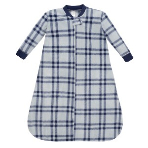 Hudson Baby Infant Boys Long-Sleeve Fleece Sleeping Bag, Gray Navy Plaid - 1 of 2