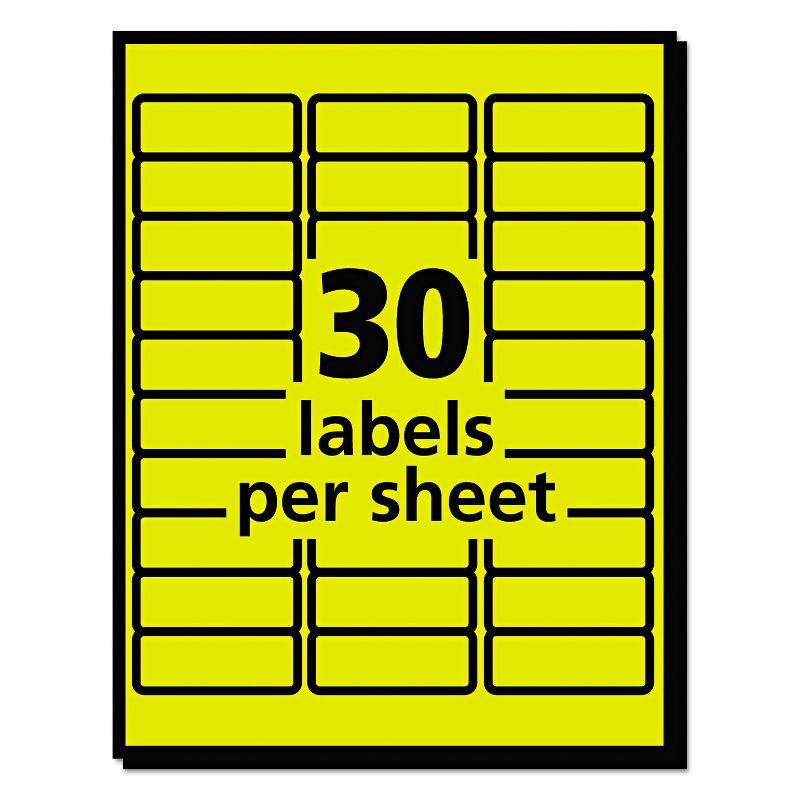 Avery High-Visibility Permanent ID Labels Laser 1 x 2 5/8 Asst. Neon 450/Pack 5979, 5 of 8