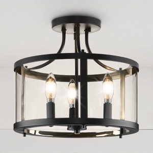 Urban Ambiance Luxury Modern Farmhouse Indoor Ceiling Light,  12-1/8''H x 13"W x 13''D,  Matte Black Finish, UHP4593 - 1 of 4