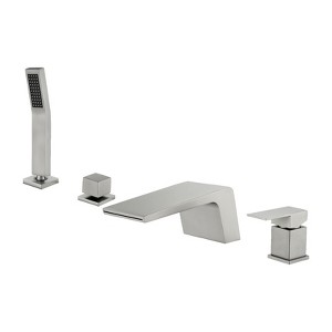 Cobbe Single Handle Tub Faucet Set with 4.72-Inch Wide Waterfall Spout, Handheld Shower and 23.62-Inch Water Inlet 4-Hole Installation Brushed Nickel - 1 of 4