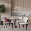 LeisureMod Verve 5-Piece Dining Set, 36" Round Resin Top Table and 4 Leather Dining Chair - 2 of 4
