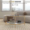 Side Table with Storage, 32" Round End Table, 2-Tier Tempered Glass Coffee Table with Steel Frame for Living Room - 4 of 4