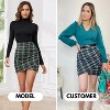 EXLURA 2025 Women's Bodycon Ruched Tulip Mini Skirt Elastic High Waist Asymmetrical Short Skirt - 3 of 4