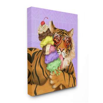 Stupell Industries Glamour Tiger with Colorful Ice Cream Cone