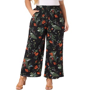 Agnes Orinda Women's Plus Size Mid Rise Casual Wide Leg Long Palazzo Pants - 1 of 4