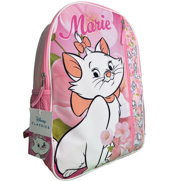 Mochila escolar de nylon rosa de 16 pulgadas de Disney Marie de Los Aristogatos para niñas, con bolsillo frontal grande 3