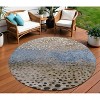 8' Khaki And Taupe Round Abstract Washable Indoor Outdoor Area Rug - 2 of 4
