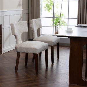 Racxily Set of 2 Mid Century Dining Chairs, Farmhouse Chenille Upholstered with Hardwood Frame - 1 of 4