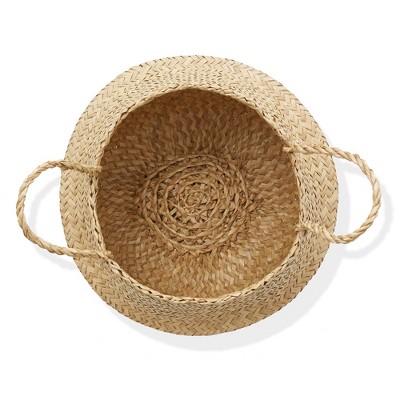 Medium Natural Woven Seagrass Belly Basket with Handles