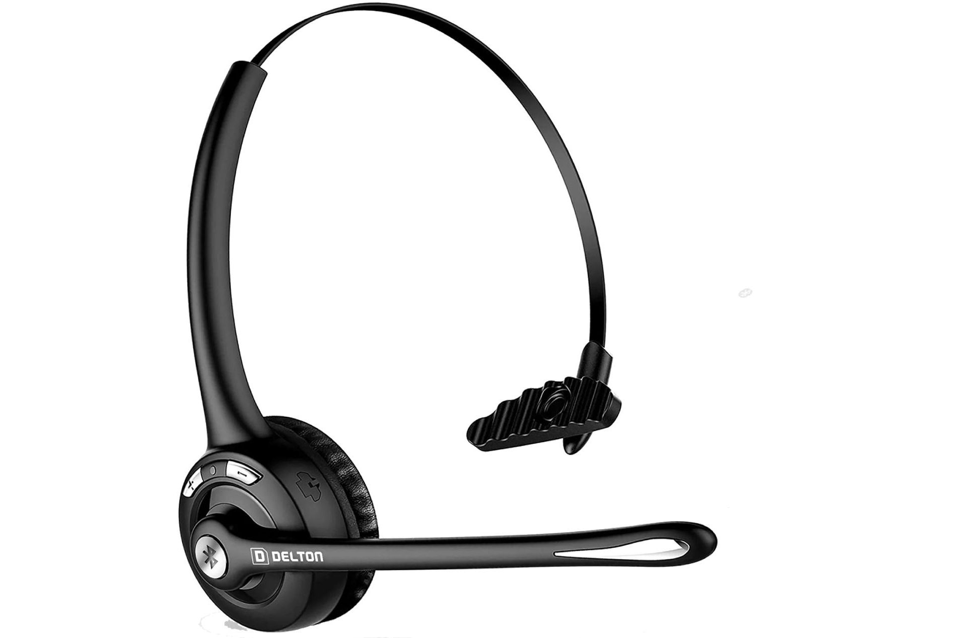 Delton 10X Bluetooth Computer Headset, Over the Head Single Ear Wireless Headset with Noise Cancelling Mic for PC/Mac/Laptops