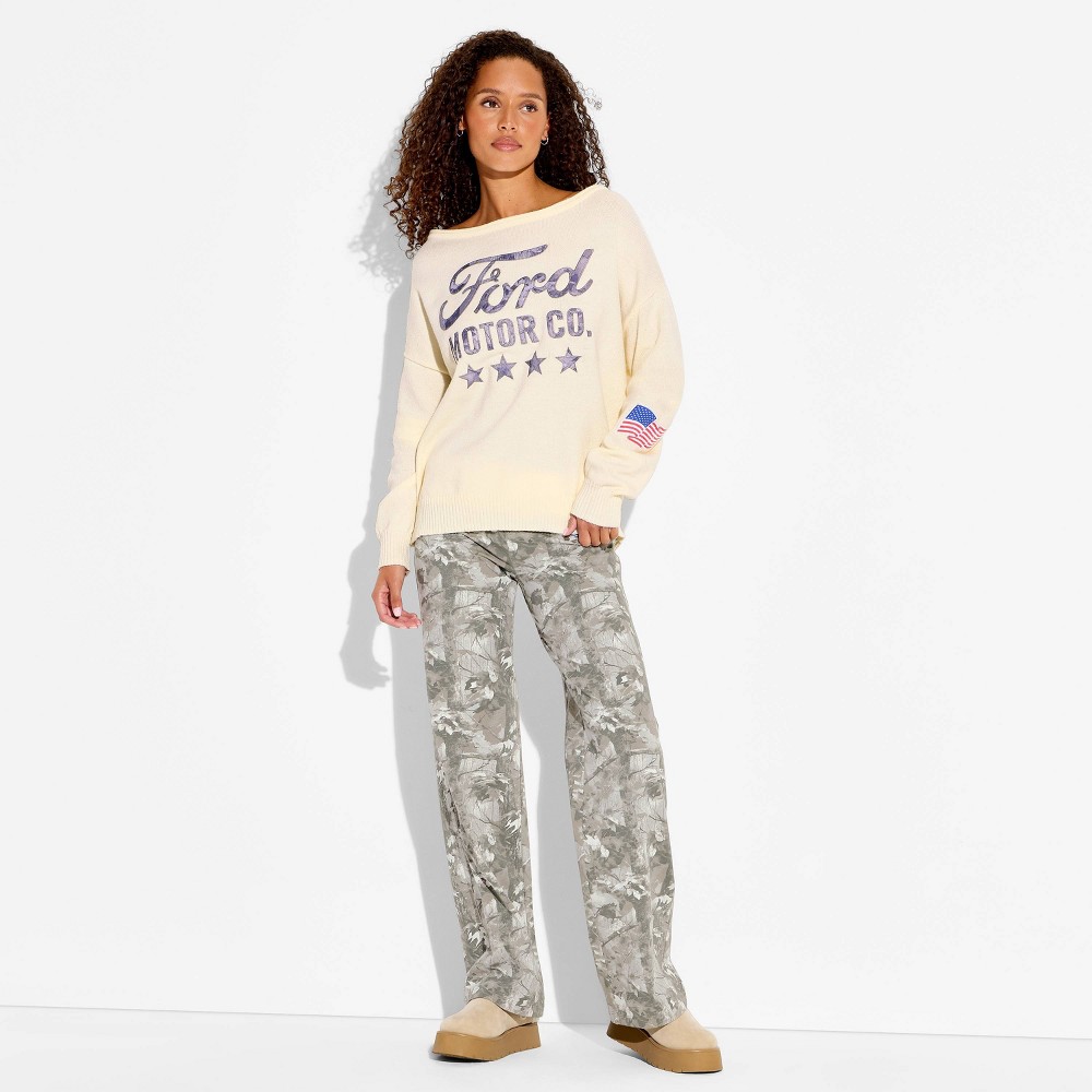 Women's Ford Graphic Pullover Sweater - Cream XS