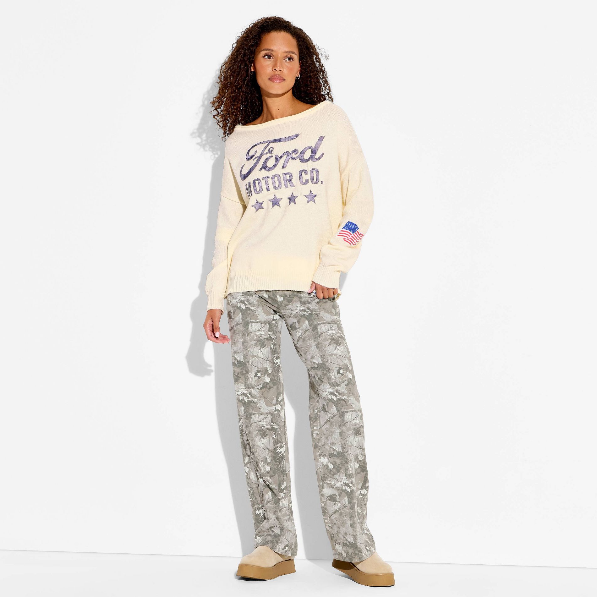 Women's Ford Graphic Pullover Sweater - Cream