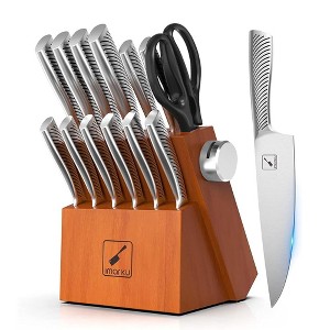 imarku14PCS High Carbon Stainless Steel Knife Set, One-piece Dishwasher Safe Kitchen Knives Set, Chef Knife Set with Built-in Sharpener - 1 of 4