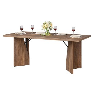 71 Inch Rectangular Dining Table for 6, Rustic Farmhouse Tall Kitchen Table with Large Tabletop, Long Wooden Dining Room Table with Heavy Duty Legs - 1 of 4