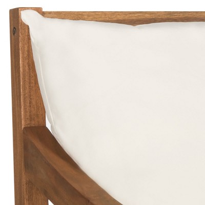 Pomona Natural Acacia Wood Lounger with Beige Cushions